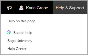 Help and support menu selected.