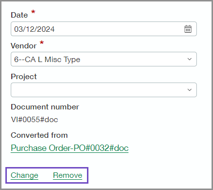 Callout of options to change or remove the matched transaction.