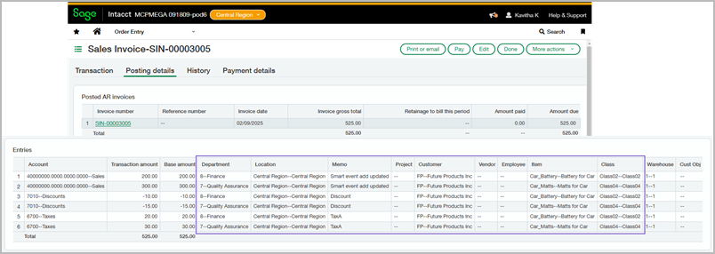 View dimension distributions in subtotal lines