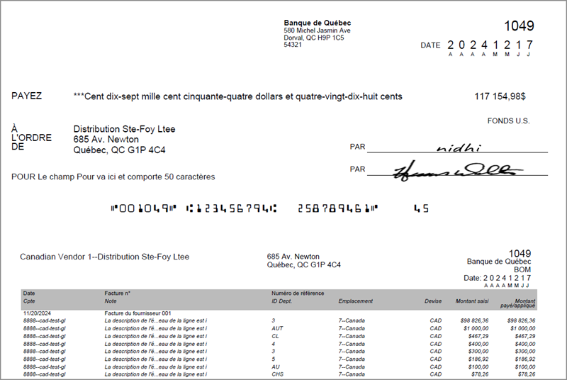 Screenshot of a Canadian blank check in French language.